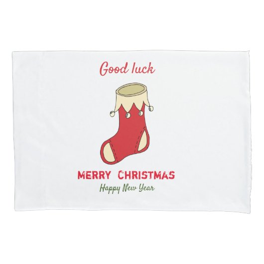 ミニマルなクリスマスと新年の幸せ 枕カバー (正面)