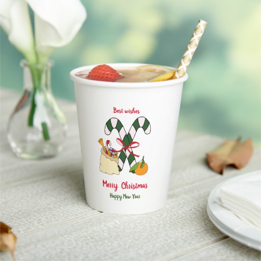 ミニマルなクリスマスと新年の幸せ 紙コップ (インサイチュ)