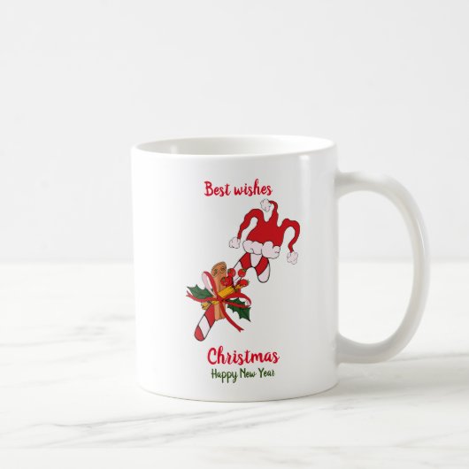 ミニマルなクリスマスと新年ハッピーコーヒームー コーヒーマグカップ (右)