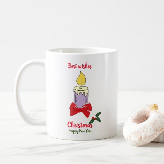 ミニマルなクリスマスと新年ハッピーコーヒームー コーヒーマグカップ (ドーナツ)