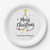 ミニマルなクリスマスの抽象的なツリー ペーパープレート (正面)