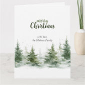 ミニマルなクリスマスの水の色の常緑雪 カード (正面)