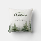 ミニマルなクリスマスの水の色の常緑雪 クッション (正面)