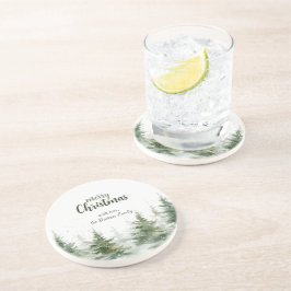 ミニマルなクリスマスの水の色の常緑雪 コースター