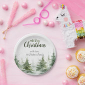 ミニマルなクリスマスの水の色の常緑雪 ペーパープレート (パーティー)