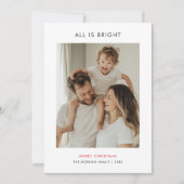 ミニマルなクリスマスはすべて明るい家族写真 シーズンカード (正面)