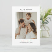 ミニマルなクリスマスはすべて明るい家族写真 シーズンカード (スタンド正面)