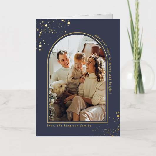 ミニマルなクリスマスアーチ写真フレ実在ーム 箔グリーティングカード (正面)