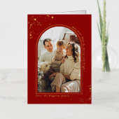 ミニマルなクリスマスアーチ写真フレ実在ーム 箔シーズンカード (正面)