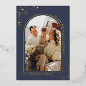 ミニマルなクリスマスアーチ写真フレ実在ーム 箔シーズンカード (正面)