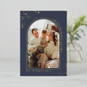 ミニマルなクリスマスアーチ写真フレ実在ーム 箔シーズンカード (立ち正面)