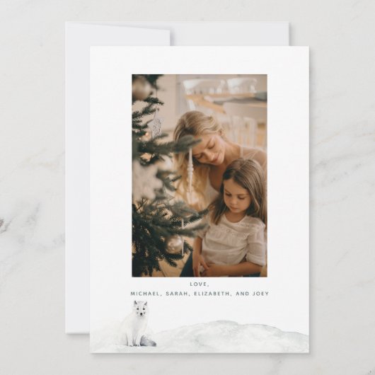 ミニマルなクリスマスウィンターマウンテンシーンの写真 シーズンカード (裏面)