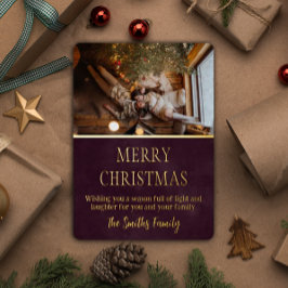 ミニマルなクリスマスエレガント一家 箔シーズンカード