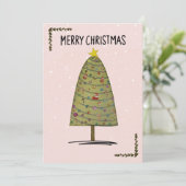 ミニマルなクリスマスカード図解入りの、写真付きのクリスマス 招待状 (スタンド正面)