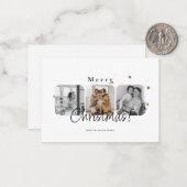 ミニマルなクリスマスカード 家族写真 クリスマス ノートカード (正面/裏面インサイチュ)