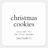 ミニマルなクリスマスクッキーろうそくラベル | モダン スクエアシール (正面)