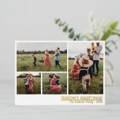 ミニマルなクリスマスグリーティングファミリーフォト 箔シーズンカード (立ち正面)