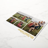 ミニマルなクリスマスグリーティングファミリーフォト 箔シーズンカード (回転した状態)