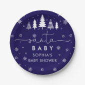 ミニマルなクリスマスサンタベビーシャワー ペーパープレート (正面)