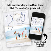 ミニマルなクリスマスジョイシーシェルホリデーフォト シーズンカード