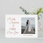 ミニマルなクリスマススクリプトフォイルホリデーカード 箔シーズンカード (立ち正面)