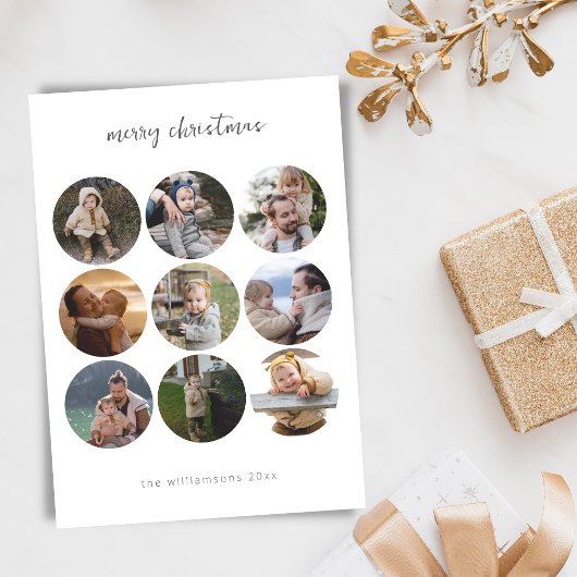 ミニマルなクリスマススクリプト9フォトサークル形状 シーズンカード