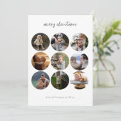 ミニマルなクリスマススクリプト9フォトサークル形状 シーズンカード (スタンド正面)