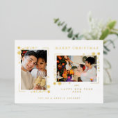 ミニマルなクリスマススノーフレーク2写真フレーム 箔シーズンカード (立ち正面)