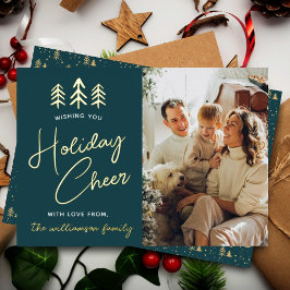 ミニマルなクリスマスツリーの写真実在 箔シーズンカード