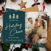 ミニマルなクリスマスツリーの写真実在 箔シーズンカード