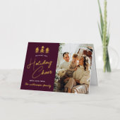 ミニマルなクリスマスツリーの写真実在 箔シーズンカード (正面)