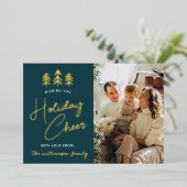 ミニマルなクリスマスツリーの写真実在 箔シーズンカード (立ち正面)