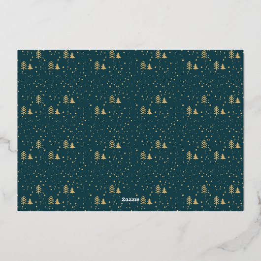 ミニマルなクリスマスツリーの写真実在 箔シーズンカード (裏面)