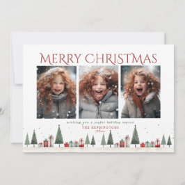 ミニマルなクリスマスツリーギフトホリデー写真 シーズンカード