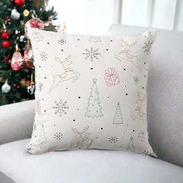 ミニマルなクリスマスツリートインデナーギフトラインアート クッション