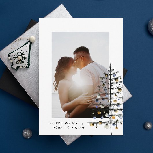 ミニマルなクリスマスツリー平和ラブジョイ写真 シーズンカード