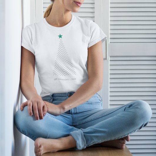 ミニマルなクリスマスツリー | Green Star Scandi Tシャツ