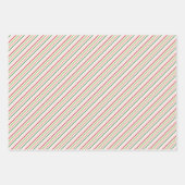 ミニマルなクリスマスパターン、赤、ピンク、緑 ラッピングペーパーシート (正面)