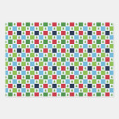 ミニマルなクリスマスパターン、赤、緑、青 ラッピングペーパーシート (正面)