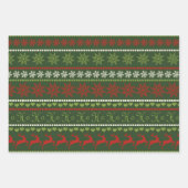 ミニマルなクリスマスパターン – 雪片，鹿 ラッピングペーパーシート (正面)