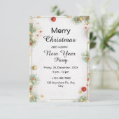 ミニマルなクリスマスパーティーと新年おめでとう 招待状 (スタンド正面)