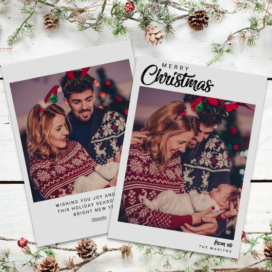 ミニマルなクリスマスファミリー2写真ホリデーカード シーズンカード