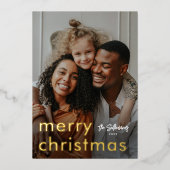 ミニマルなクリスマスフォト 箔シーズンカード (正面)