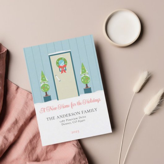 ミニマルなクリスマスフロントムービングアナウンス シーズンポストカード