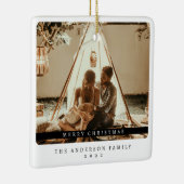 ミニマルなクリスマスブラックとホワイトシンプルの写真 セラミックオーナメント (右)