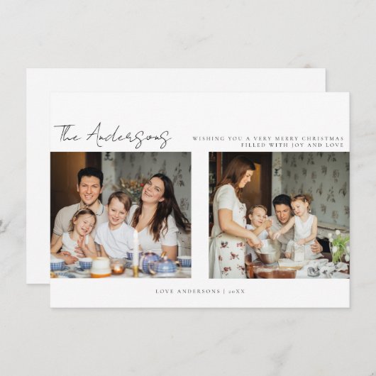 ミニマルなクリスマスホリデーフォトカード サンキューカード (正面/裏面)