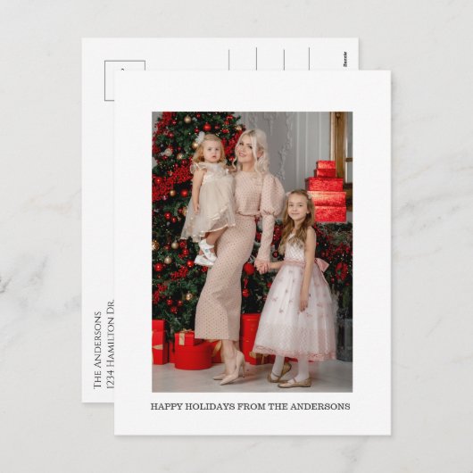 ミニマルなクリスマスモダン写真ホリデーメッセージ シーズンポストカード (正面/裏面)