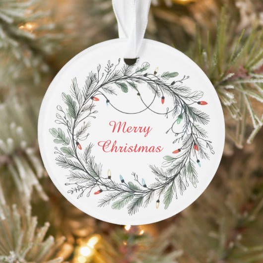 ミニマルなクリスマスリースとライト オーナメント (ツリー)