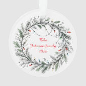 ミニマルなクリスマスリースとライト オーナメント (裏面)