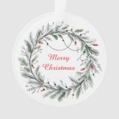 ミニマルなクリスマスリースとライト オーナメント (正面)